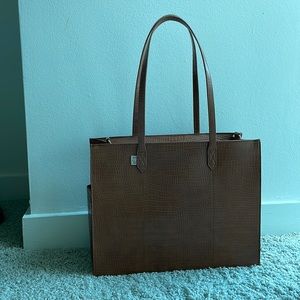 The Mini Work Tote - Cognac Croc